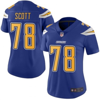 Los Angeles Chargers NFL Football Trent Scott Electric Blue Jersey Women Limited 78 Rush Vapor Untouchable